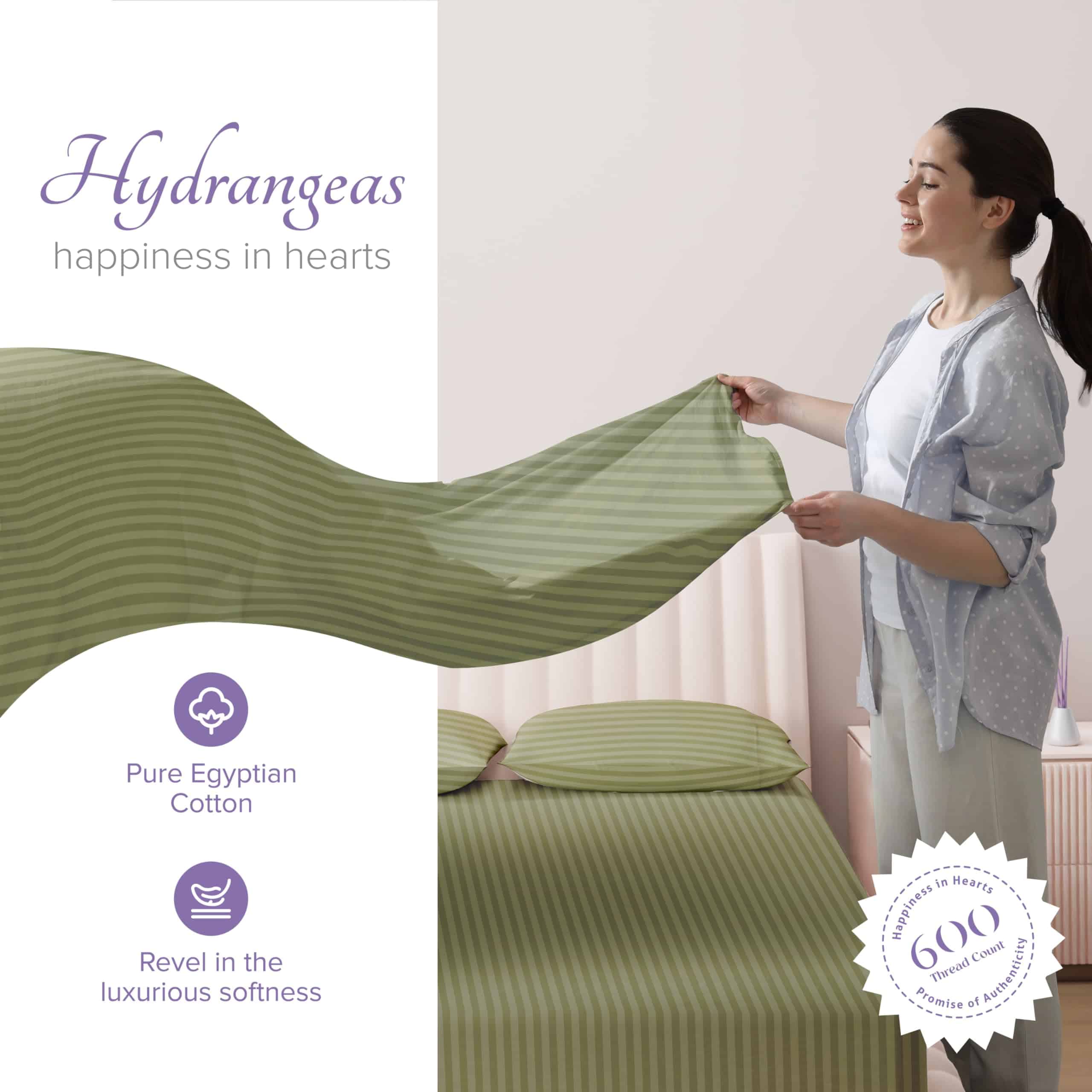 Juego de Sábanas Rayadas Carressa Linen Luxury Egyptian - Imagen 3