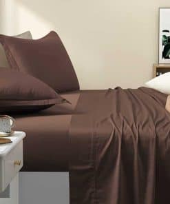 Juego de sábanas de color sólido de lujo -Chocolate