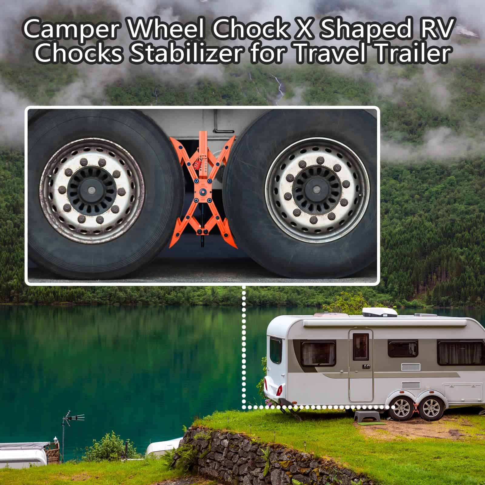 Topes estabilizadores en forma de X para ruedas de camper, - Imagen 4