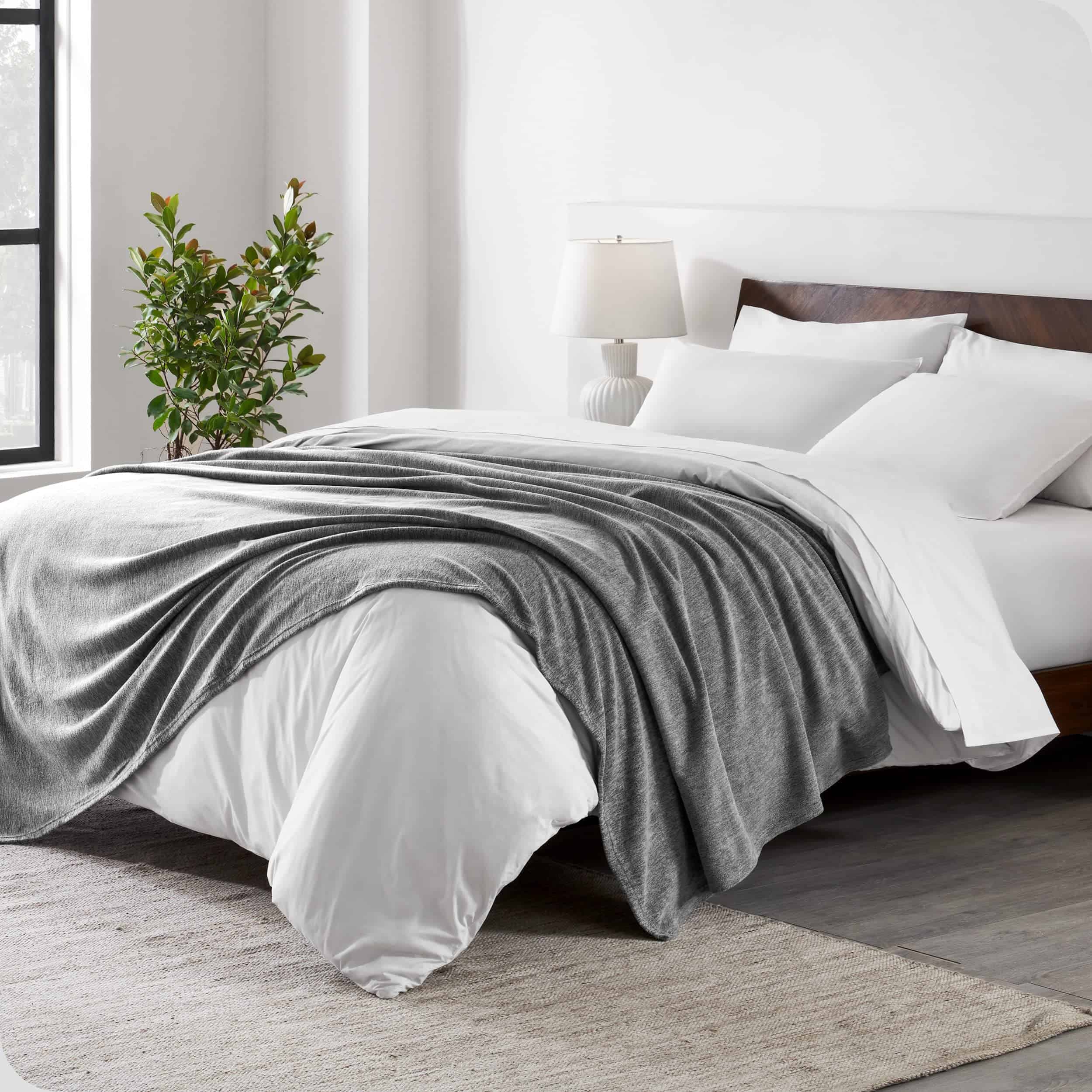 Manta Polar Bare Home - Extra Larga - Gris Claro Jaspeado - - Imagen 3