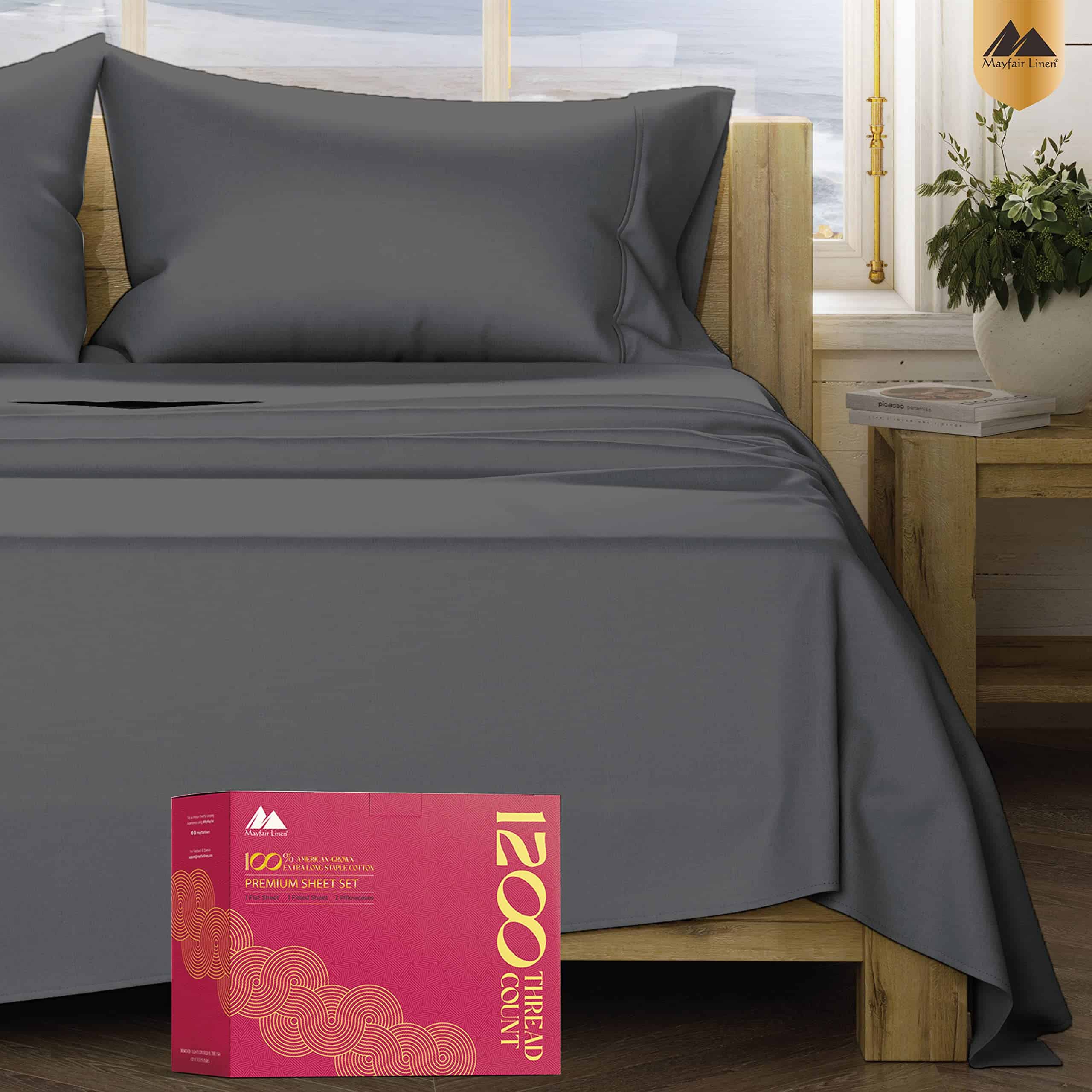 Juego de sábanas de algodón Supima de 1200 hilos de calidad