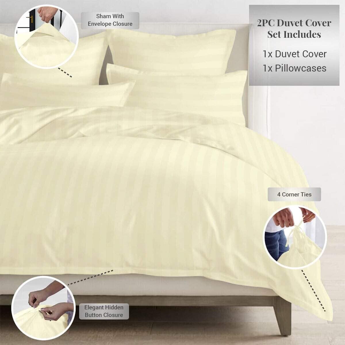 Juego de Funda Nórdica Twin de Algodón Pizuna, 300 Hilos de - Imagen 4