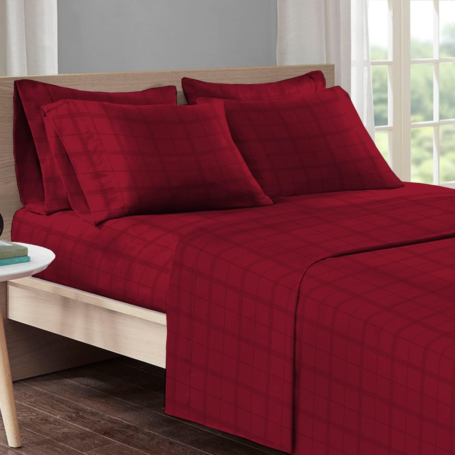 Juego de sábanas de algodón Pizuna para cama -Rojo de lujo a