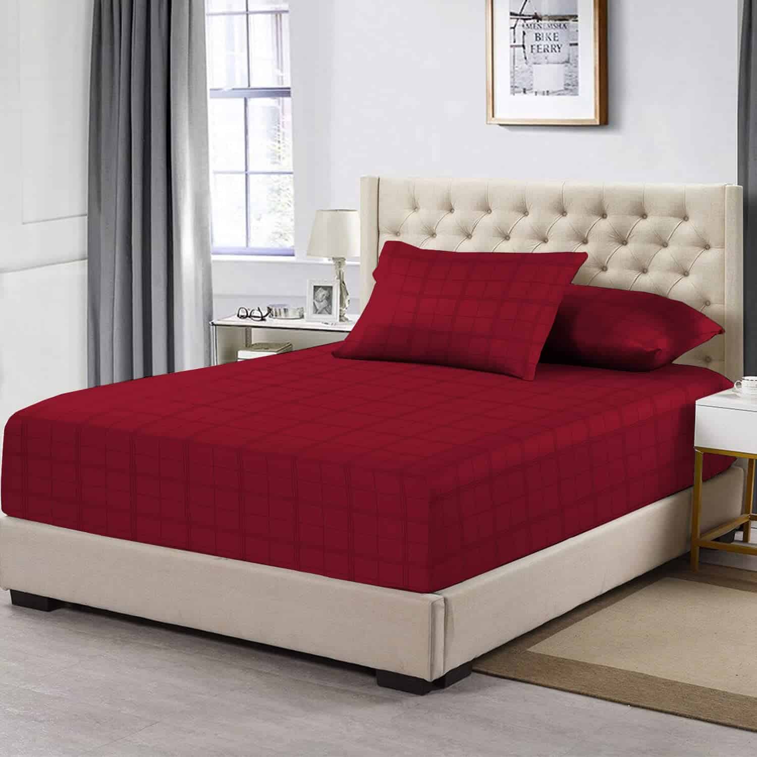 Sábana Ajustable de Algodón Pizuna 100%, 300 Hilos, Ajuste