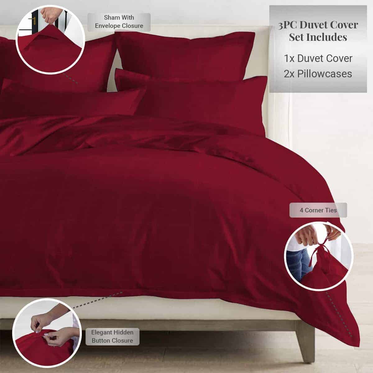 Juego de Funda de Edredón de Algodón Pizuna -Rojo de Lujo a - Imagen 4