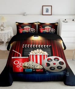 Juego de edredón Homewish Vintage Cinema Ticket de tamaño