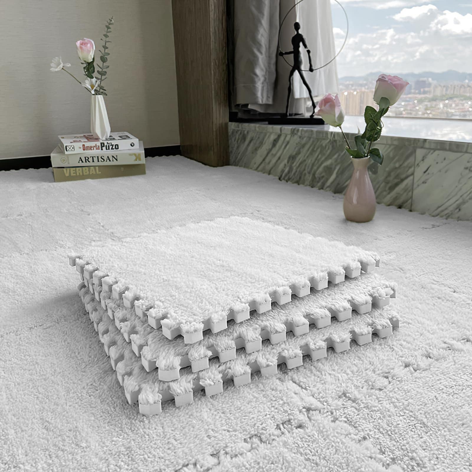 Jaderlu 16pcs 0.6" Juego de Tapetes Entrelazados Gruesos, - Imagen 8