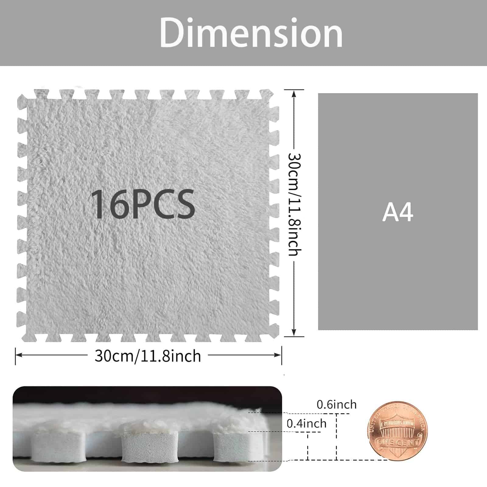 Jaderlu 16pcs 0.6" Juego de Tapetes Entrelazados Gruesos, - Imagen 3