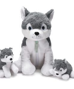Set de Peluche de Husky Suave - Mamá Husky de 16 pulgadas y