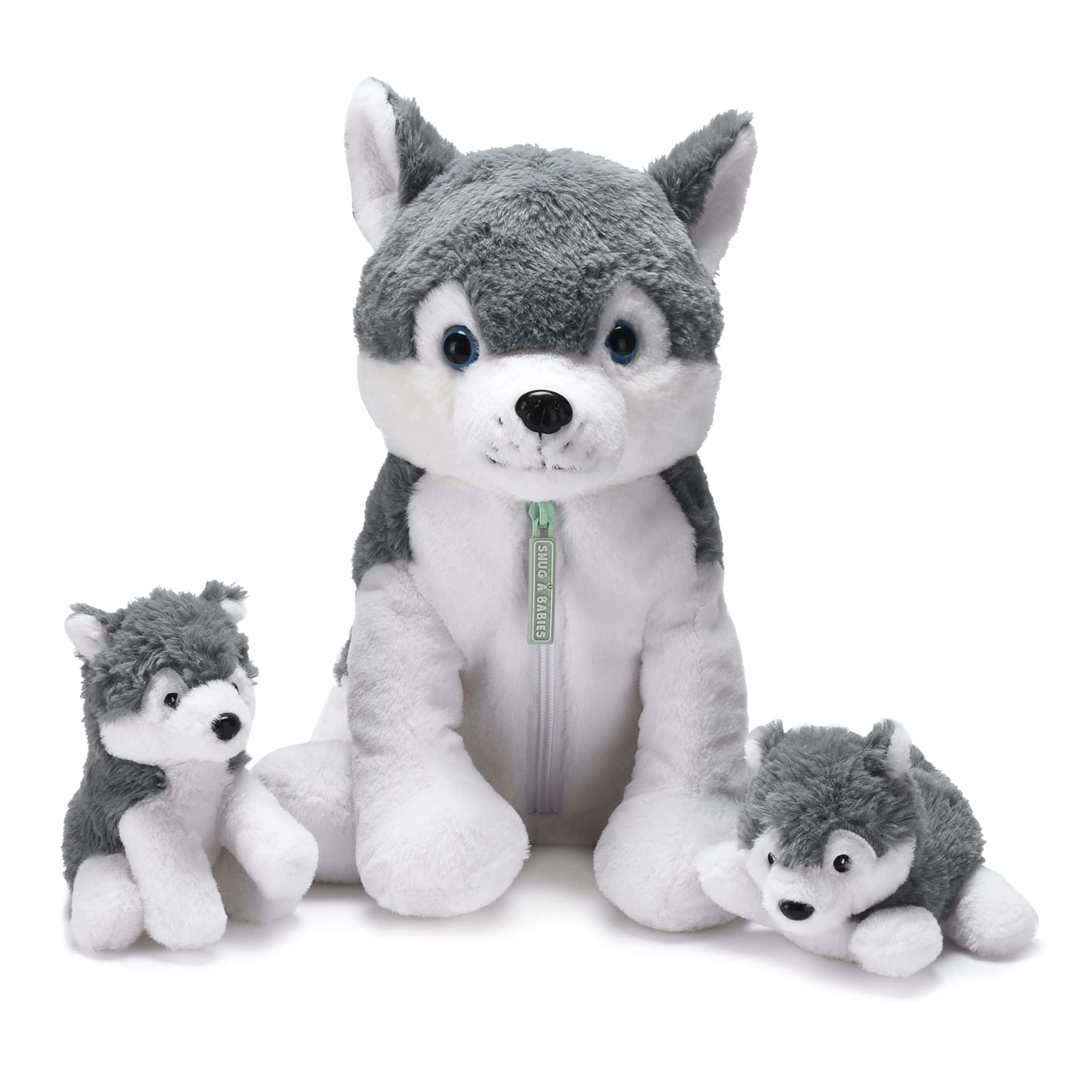 Set de Peluche de Husky Suave - Mamá Husky de 16 pulgadas y