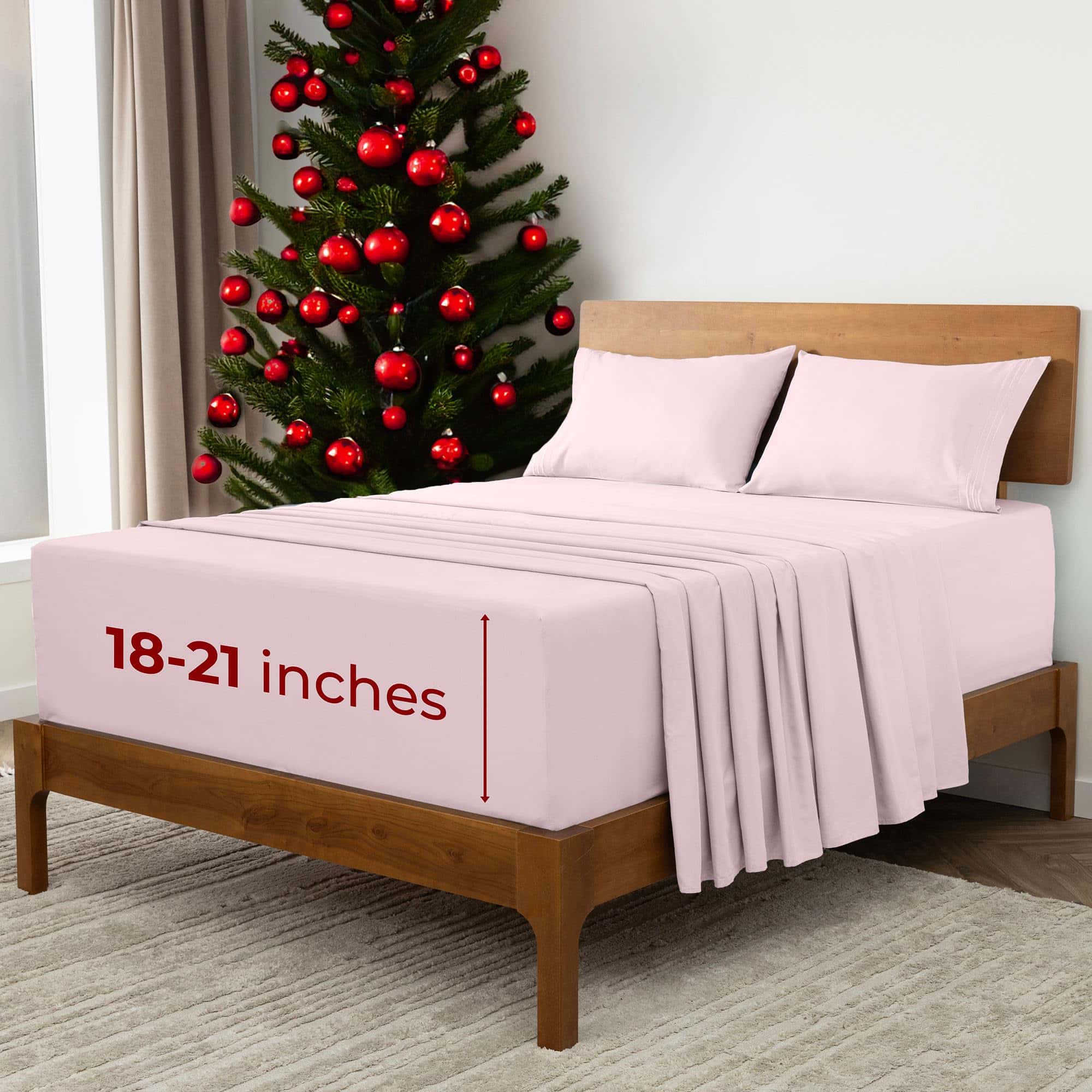 Juego de sábanas extraprofundas Mellanni -Rosa claro