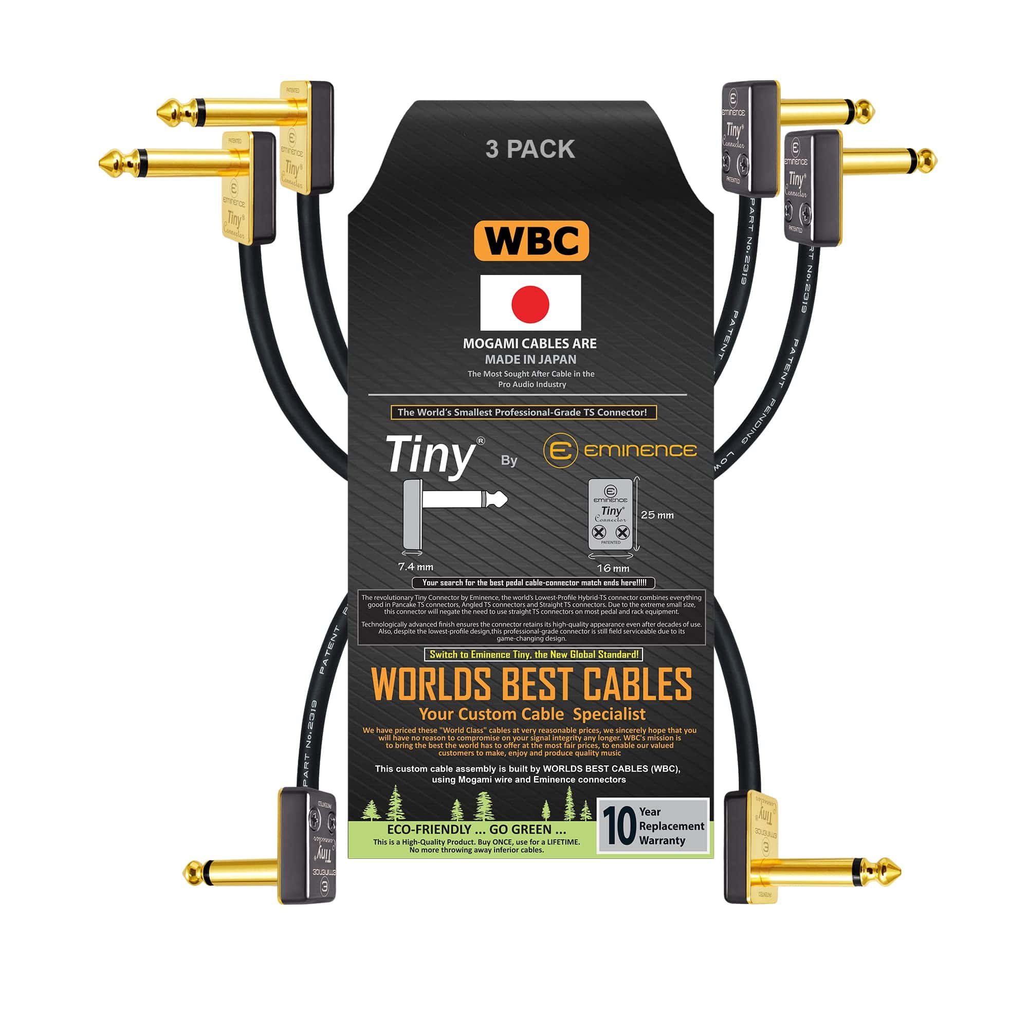 3 Unidades - Cable de 15 Pulgadas - Pedal, Efectos, Patch,