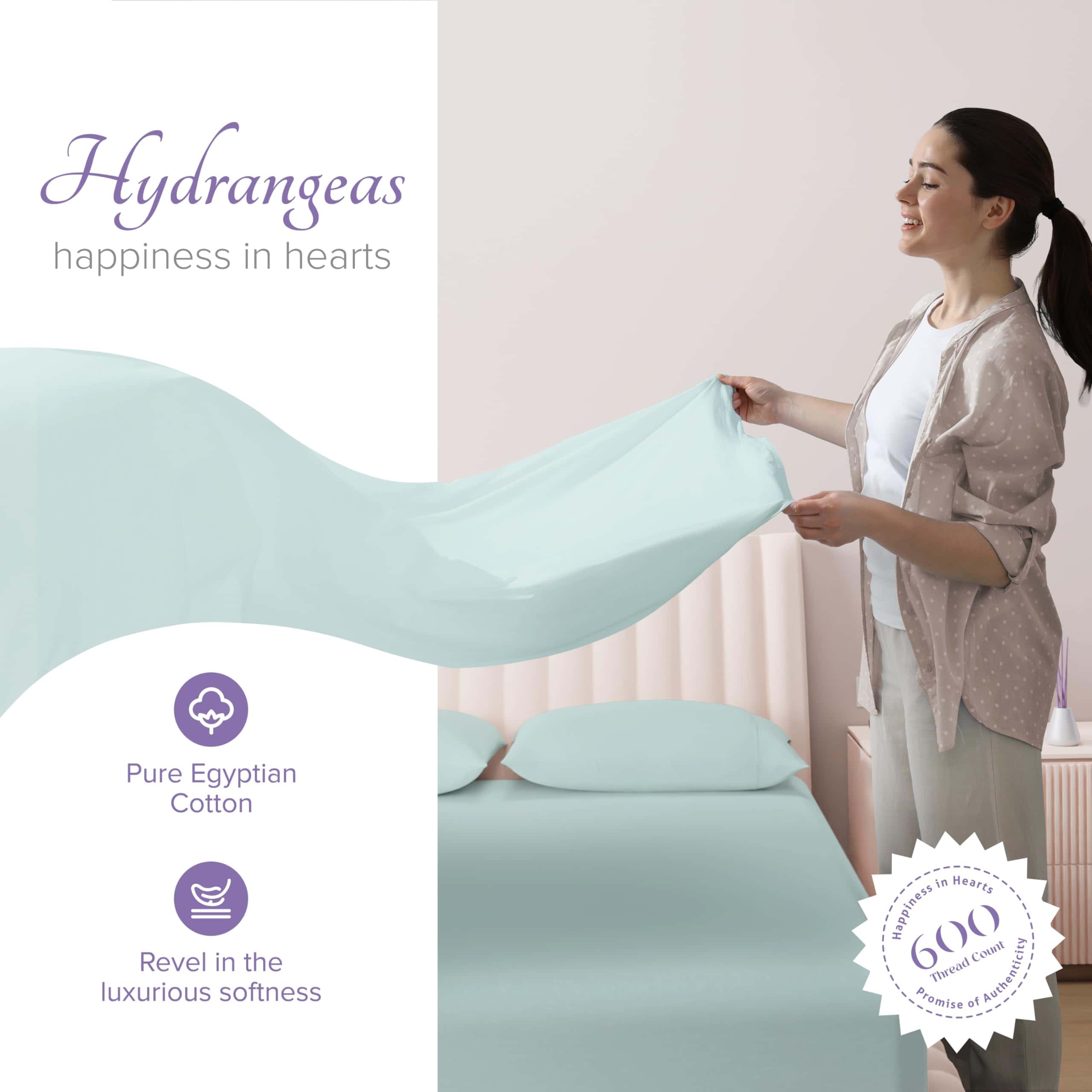 Juego de sábanas 100% algodón egipcio Carressa -Verde Azulad - Imagen 3