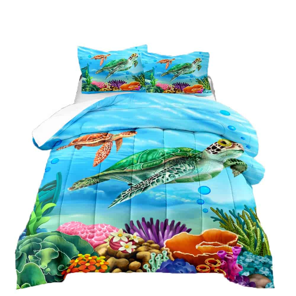 Juego de Cama de Tortuga de Coral en 3D para Niños,