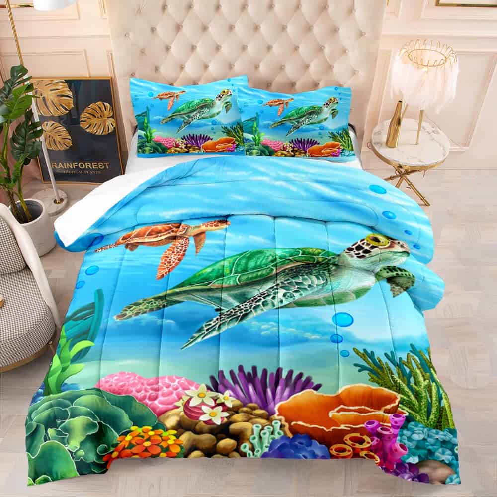 Juego de Cama de Tortuga de Coral en 3D para Niños, - Imagen 3