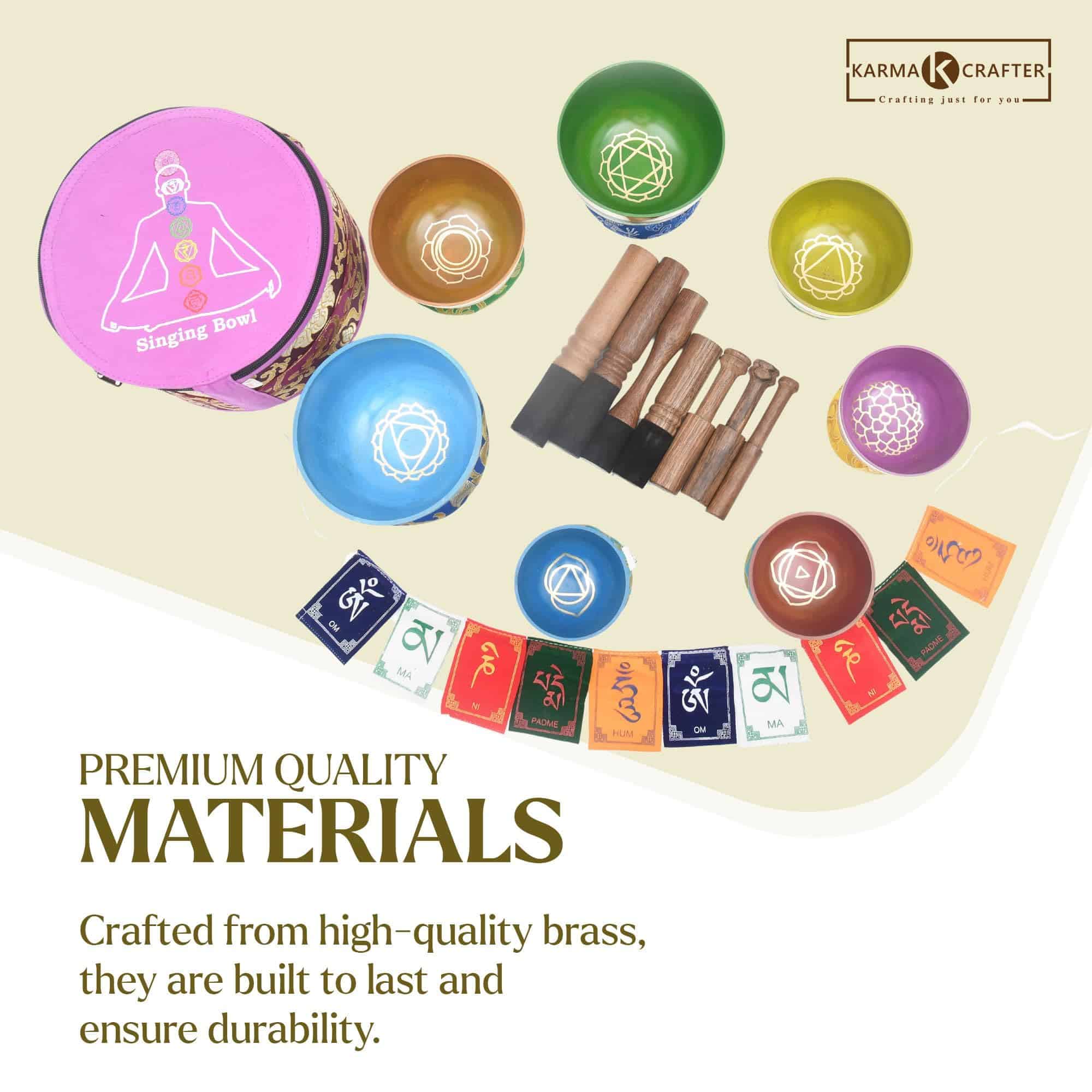 Juego de 7 Cuencos Tibetanos Arcoiris hechos a mano en - Imagen 4