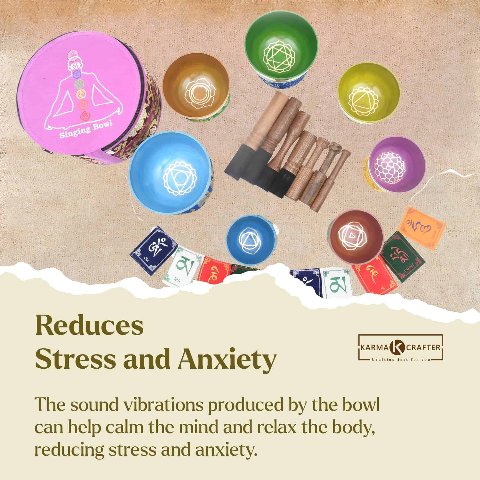 Juego de 7 Cuencos Tibetanos Arcoiris hechos a mano en - Imagen 7