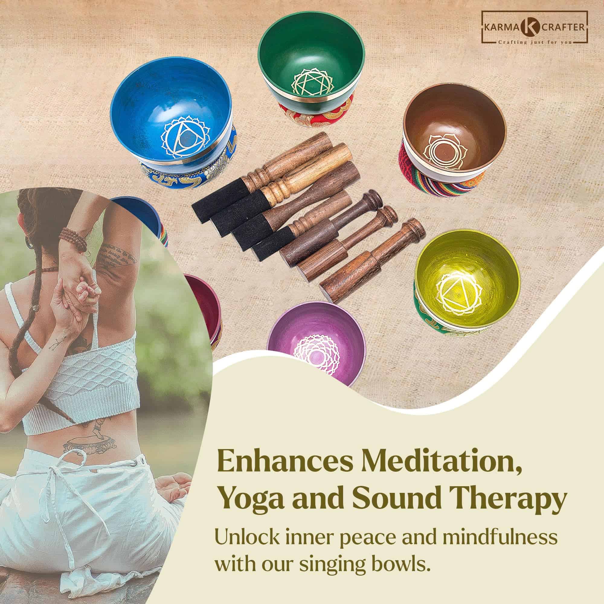 Juego de 7 Cuencos Tibetanos Arcoiris hechos a mano en - Imagen 5