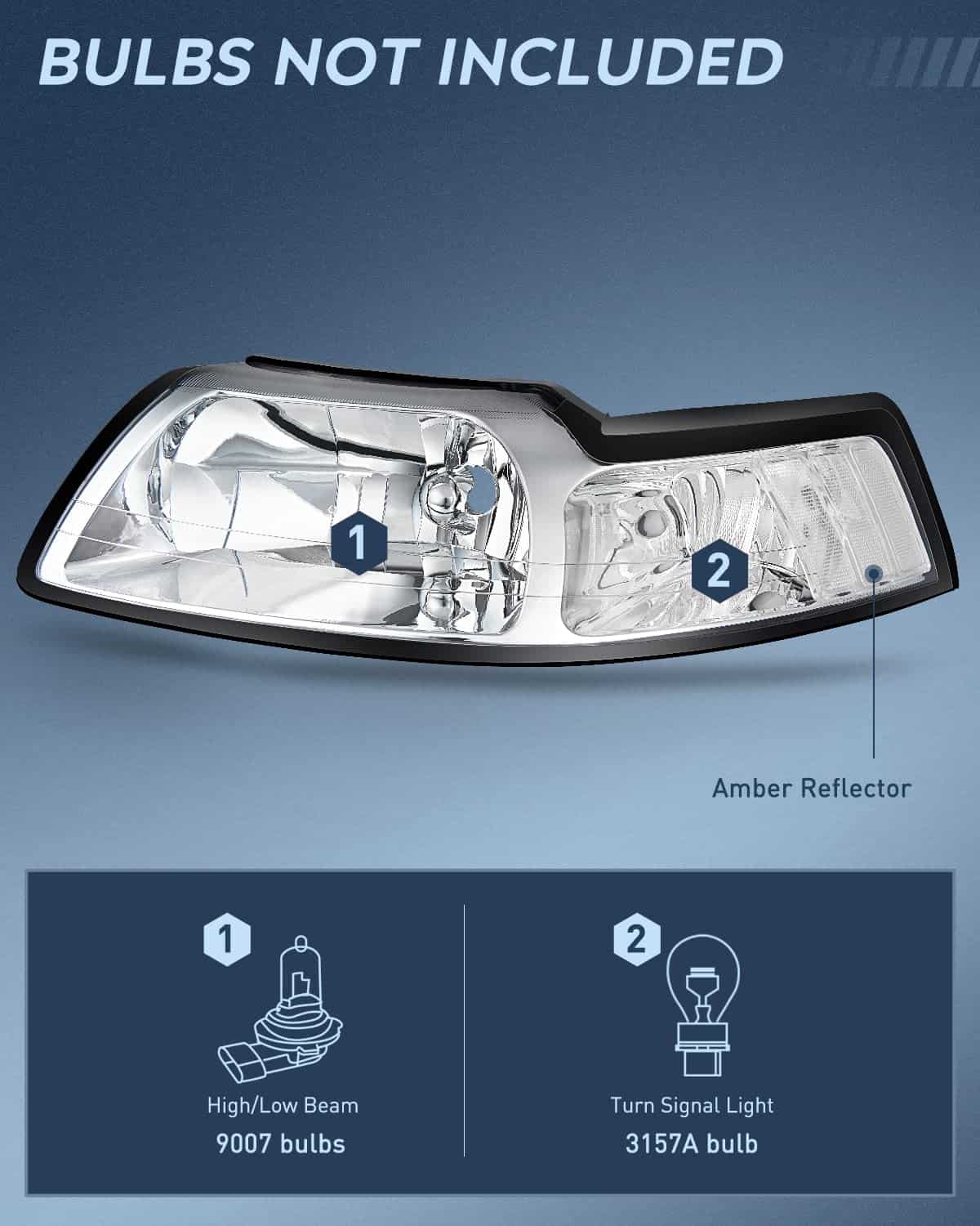 Conjunto de Faros Nilight para Ford Mustang 1999 2000 2001 - Imagen 3