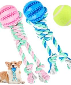 Qonline 2 Piezas Juguete para Perros Pelota en Cuerda,