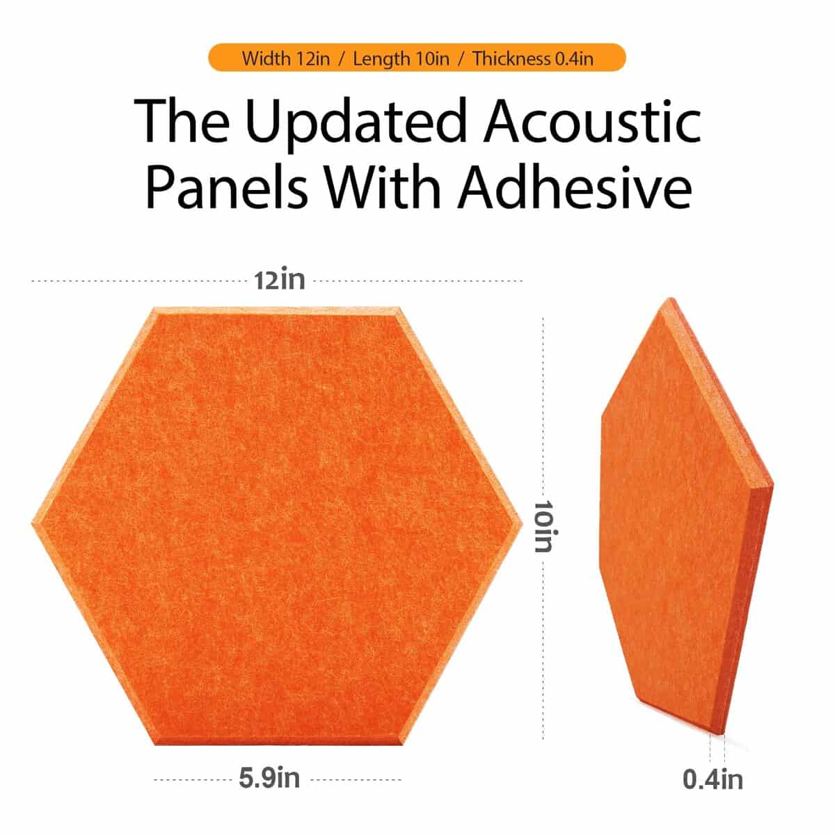18 Pack Paneles Acústicos Hexagonales, 12" -(Naranja) - Imagen 4