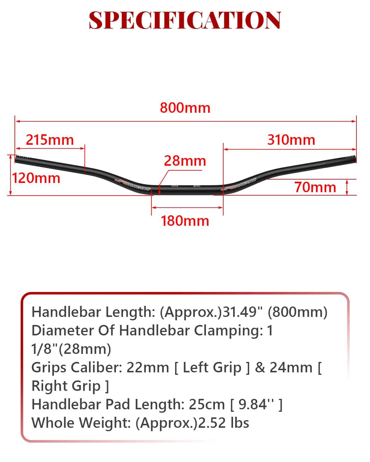 JFG RACING 1 1/8" 28mm Juego de Manillar de Motocicleta con - Imagen 8