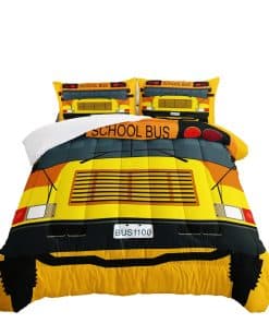 Juego de Ropa de Cama de Autobús Escolar 3D para Niños