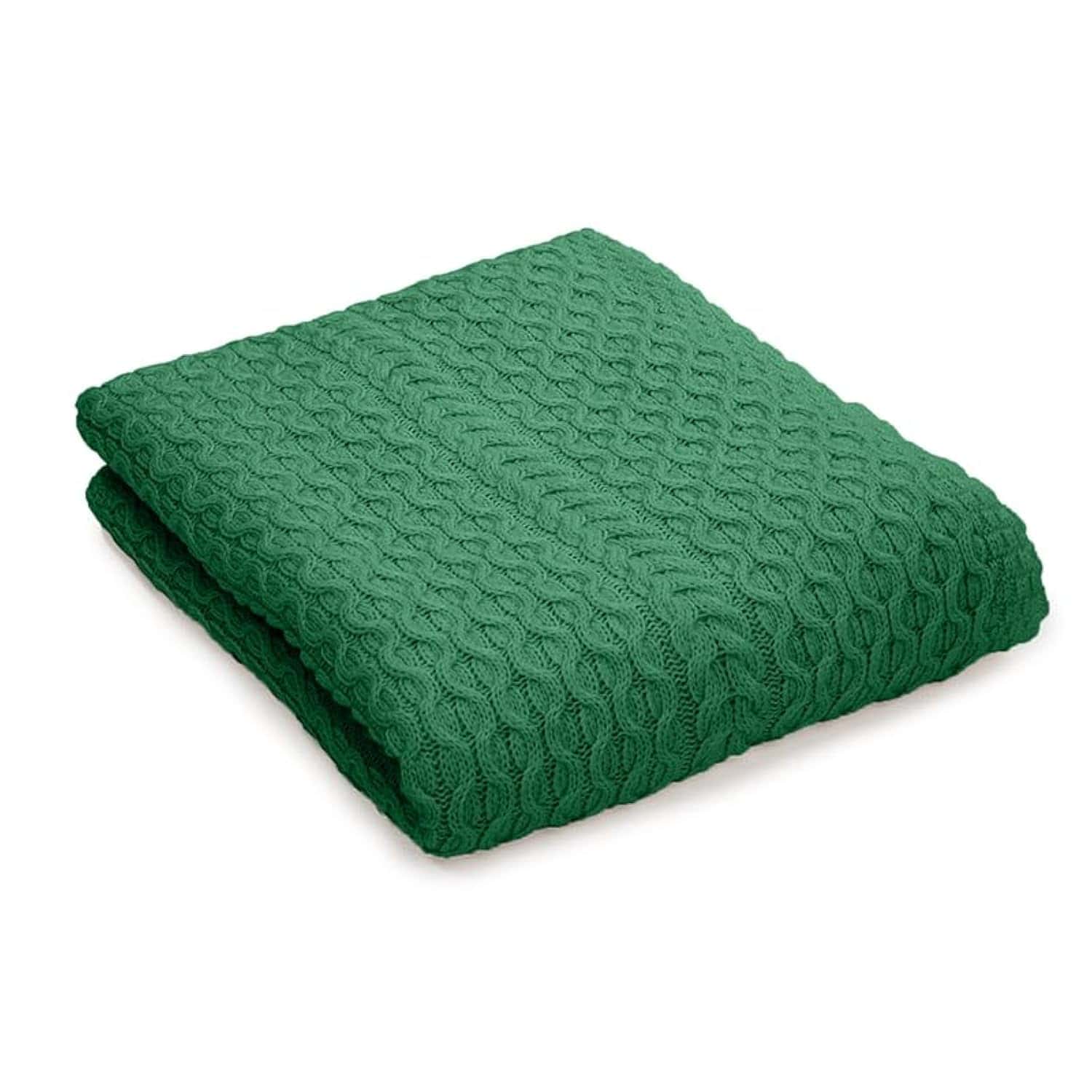 Manta de cama tamaño King SAOL Irish Aran de -Verde