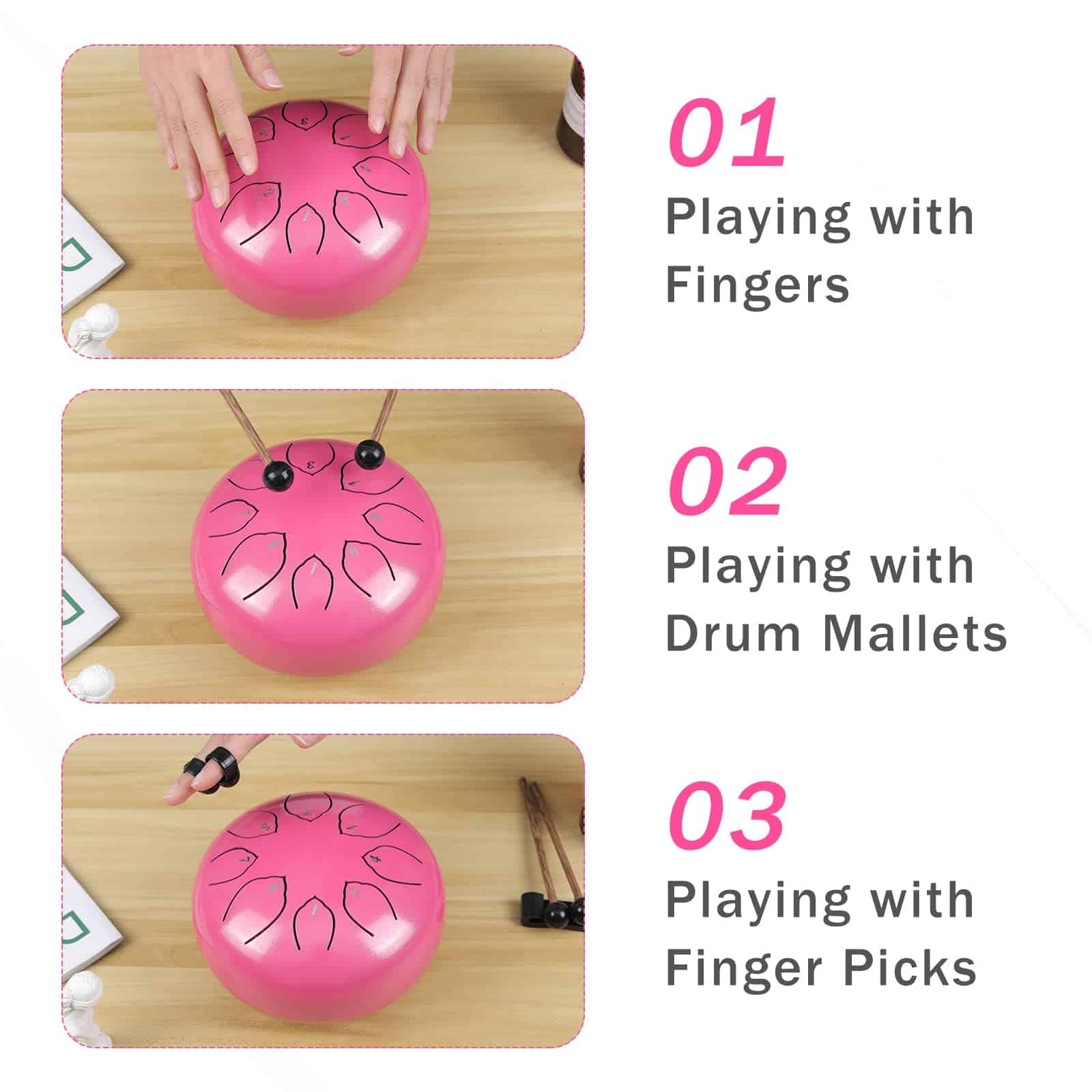 Instrumento Musical de Acero Tongue Drum para Niños: Set de - Imagen 7