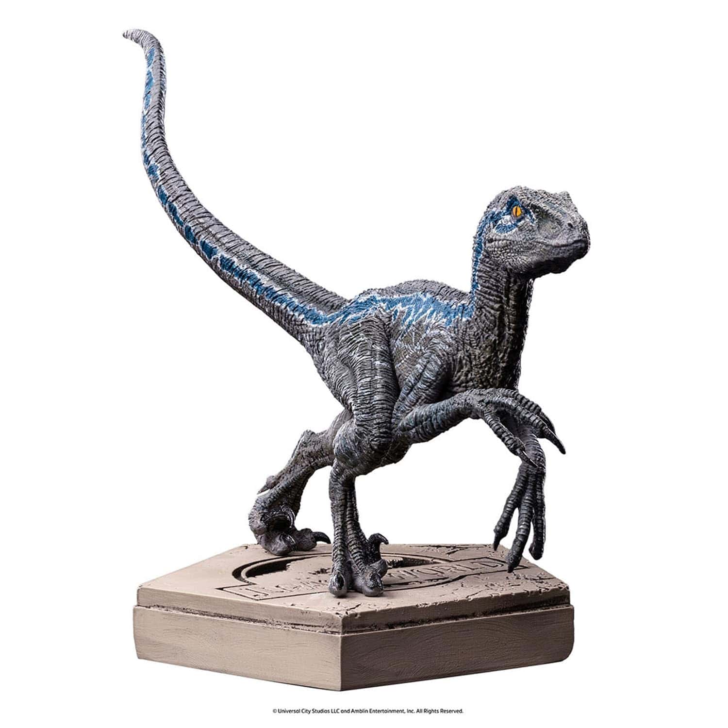 Estátua Jurassic World Icons Velociraptor Blue, 9cm