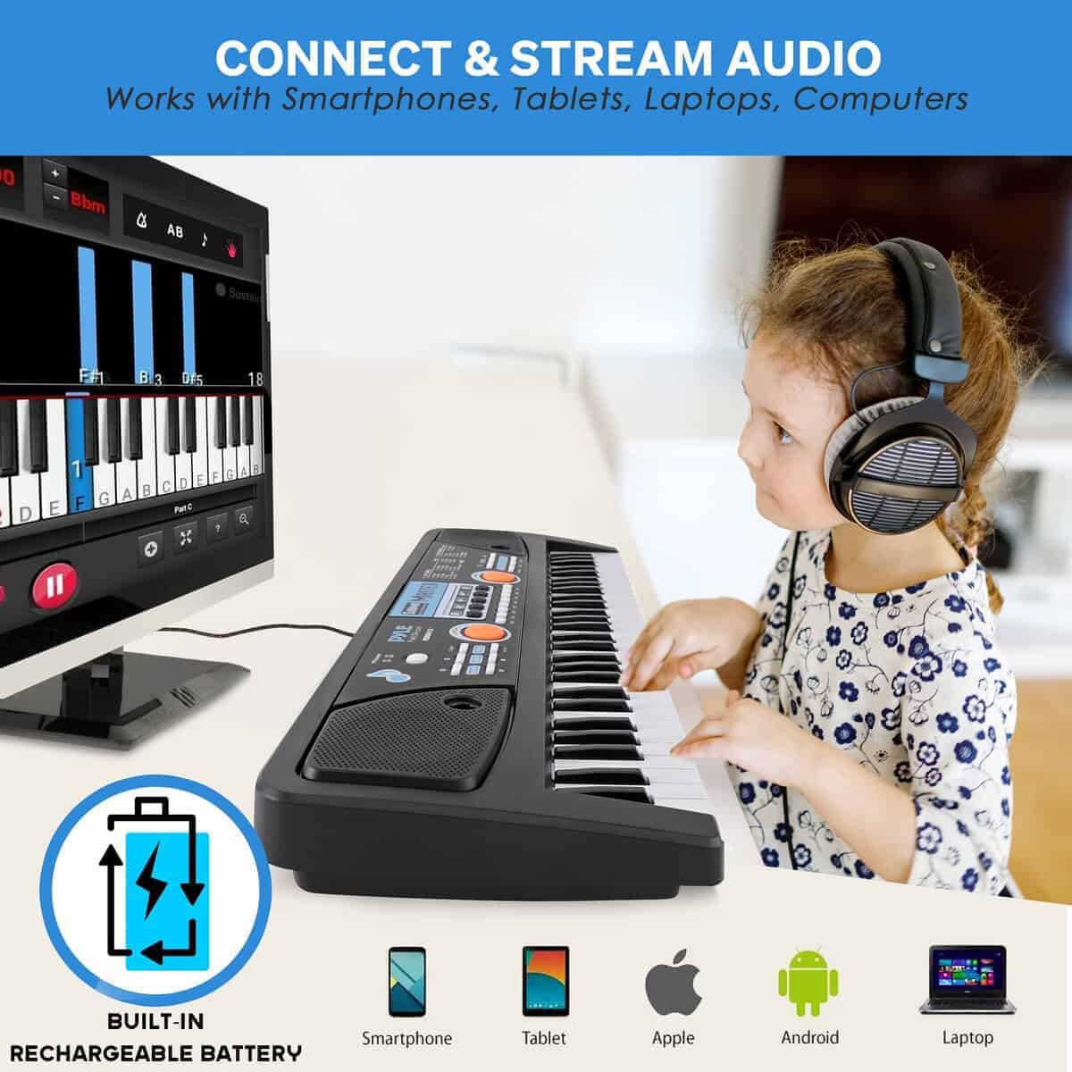Piano Teclado Musical Karaoke Digital Portátil de 49 Teclas - Imagen 7