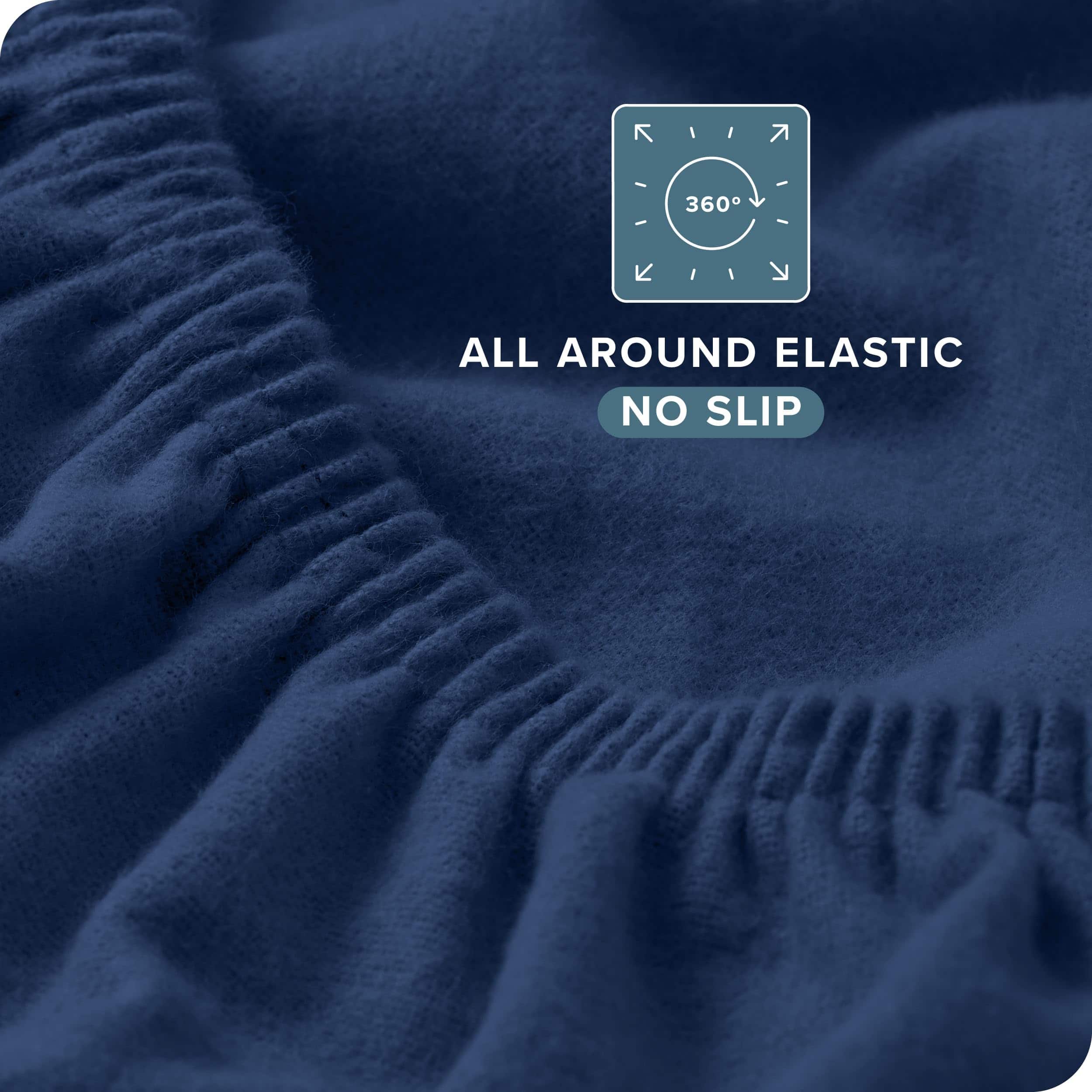 Sábana Ajustable de Franela Bare Home 100% -Azul Oscuro - Imagen 6