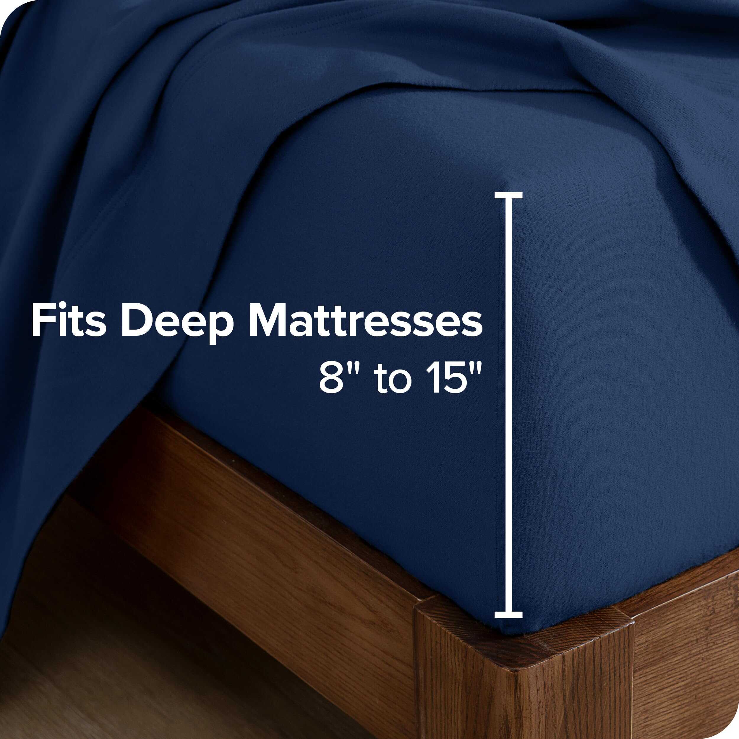 Sábana Ajustable de Franela Bare Home 100% -Azul Oscuro - Imagen 5