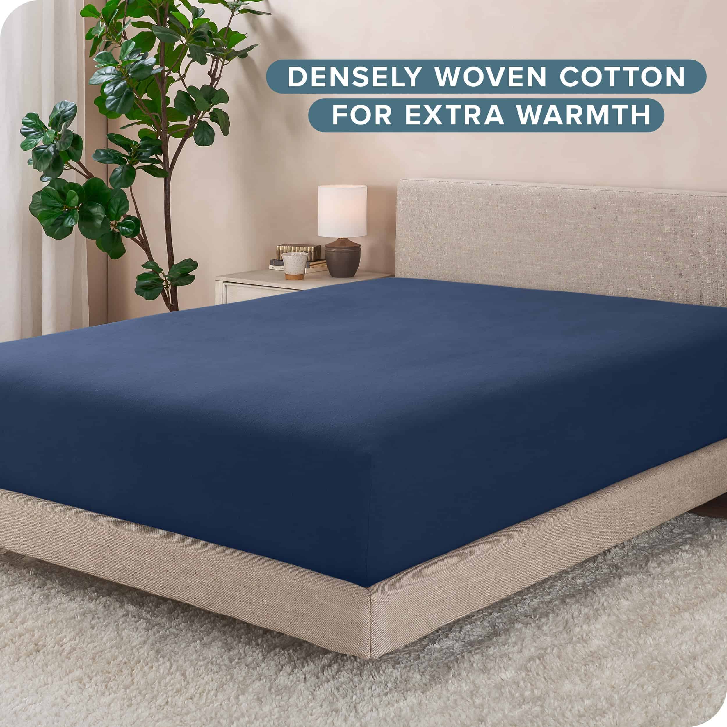 Sábana Ajustable de Franela Bare Home 100% -Azul Oscuro - Imagen 3