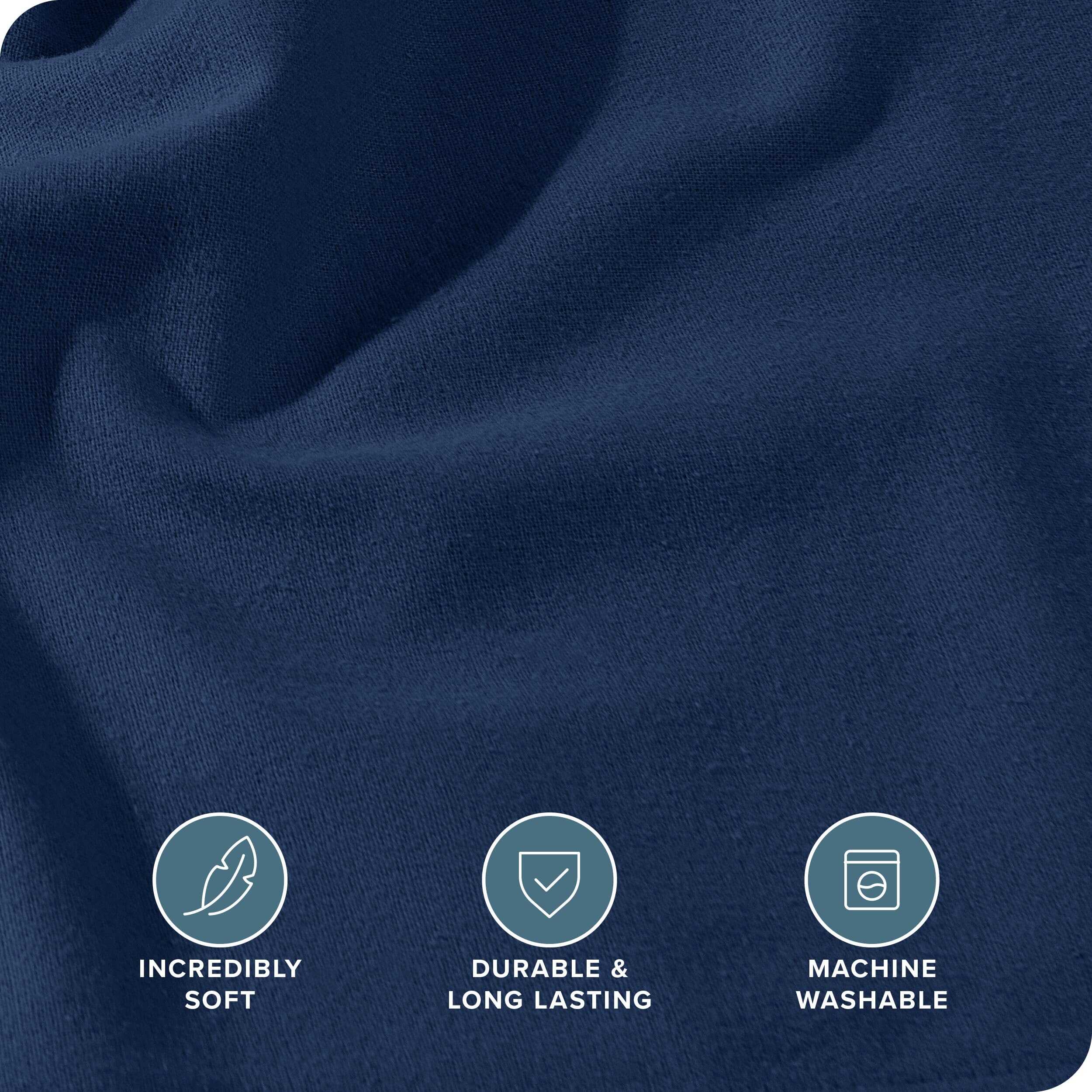 Sábana Ajustable de Franela Bare Home 100% -Azul Oscuro - Imagen 4