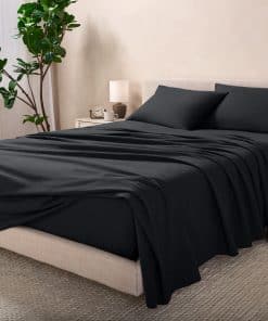 Juego de sábanas de franela Bare Home 100% -Negro