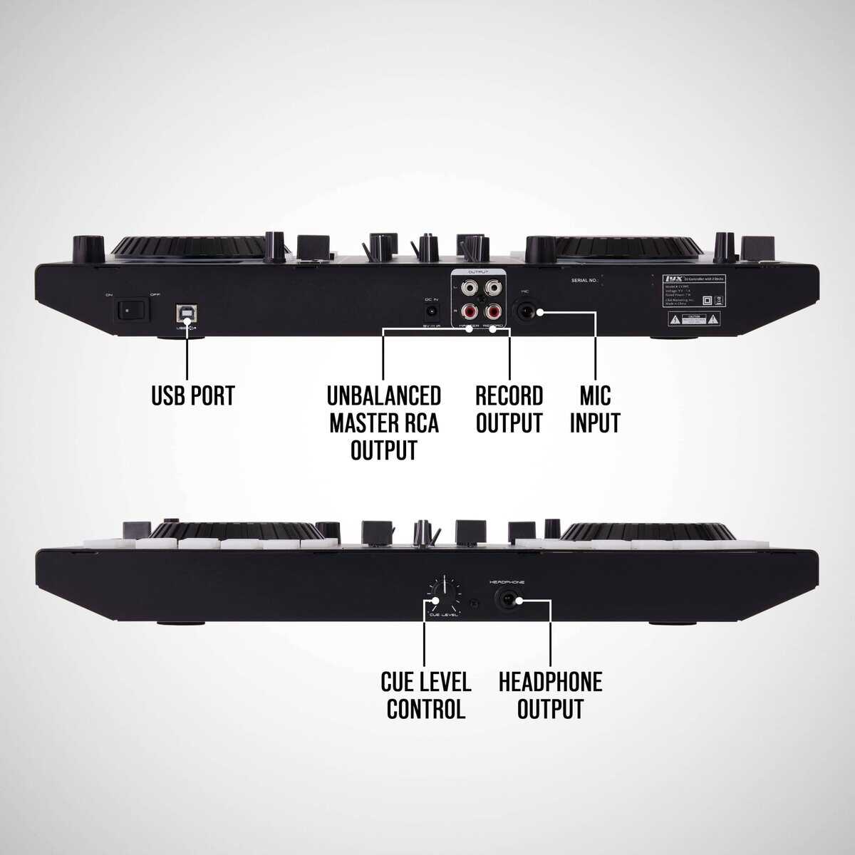 Controlador de DJ portátil de 2 decks LyxJam con pantalla - Imagen 6