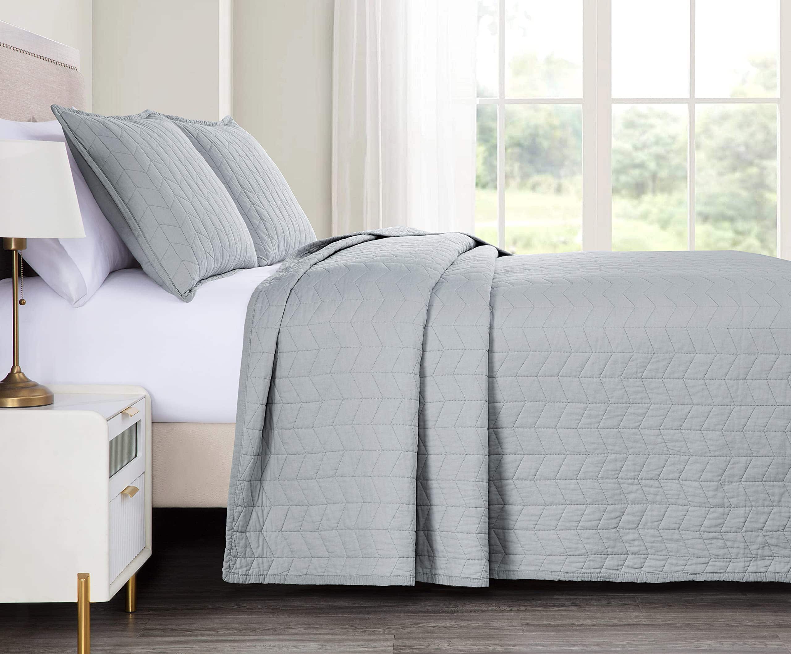 Juego de Edredón Chezmoi Collection Madrid 3 -Gris Claro con - Imagen 4