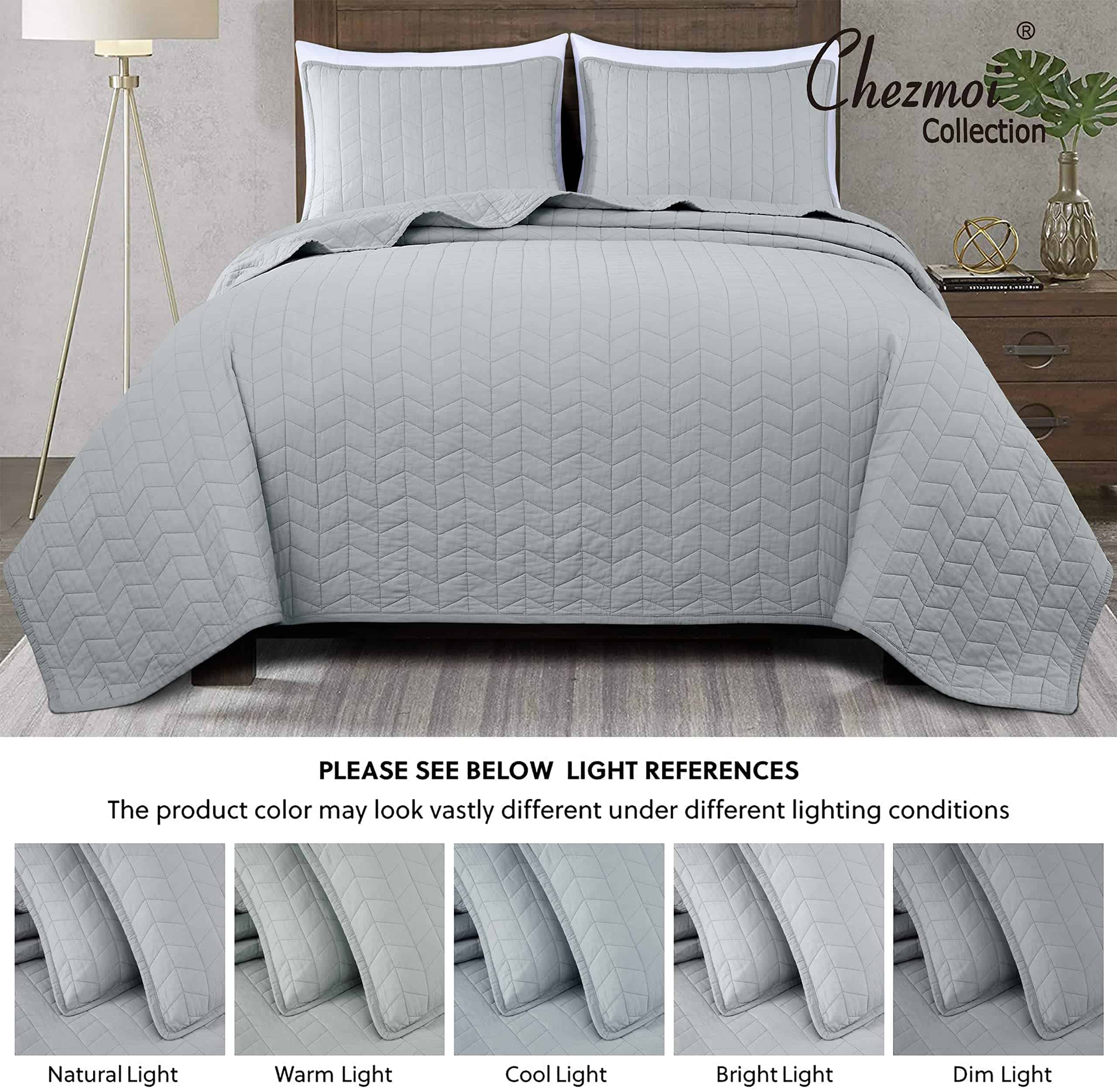 Juego de Edredón Chezmoi Collection Madrid 3 -Gris Claro con - Imagen 9