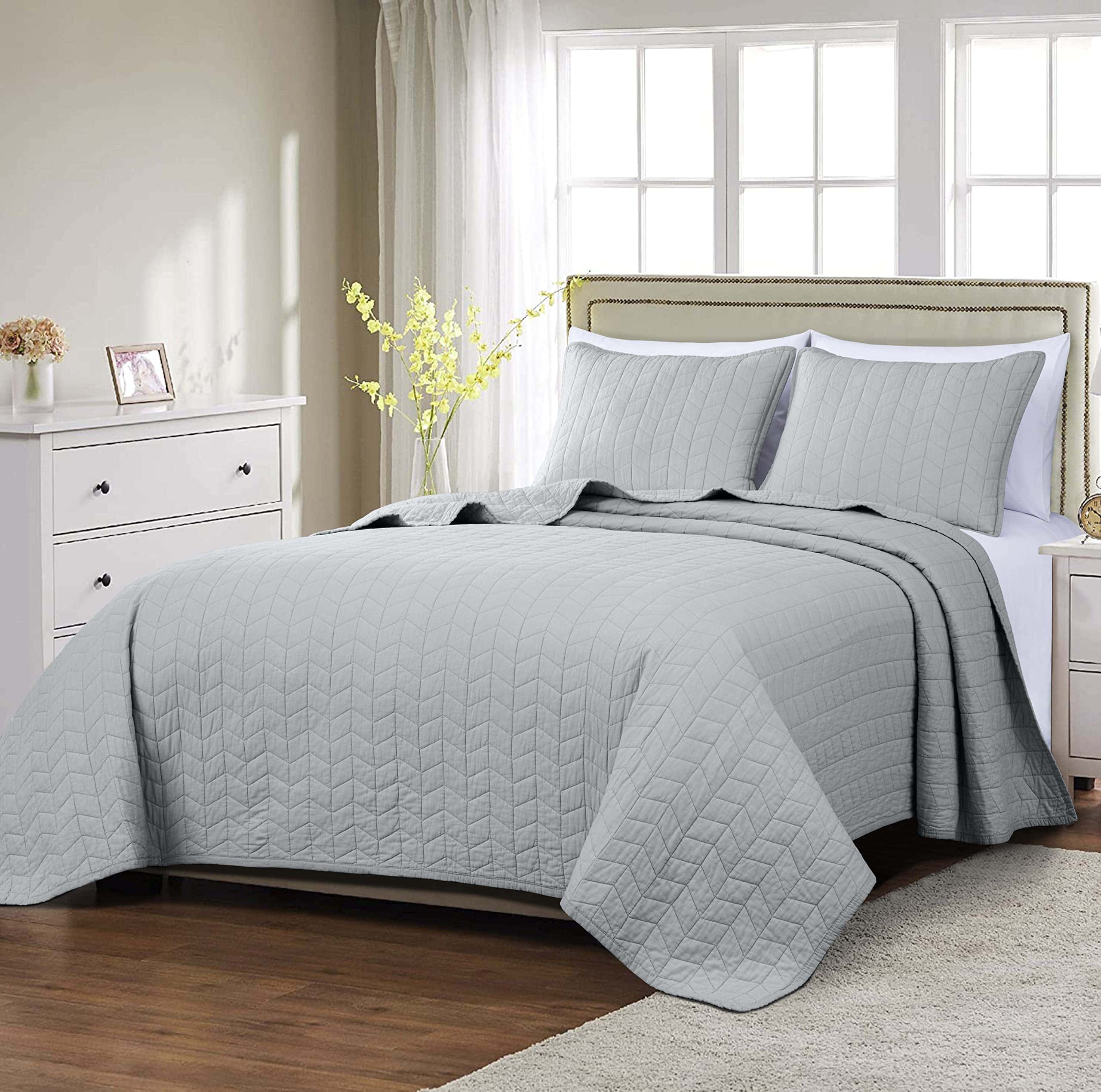 Juego de Edredón Chezmoi Collection Madrid 3 -Gris Claro con - Imagen 3