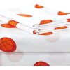 Juego de sábanas de 4 piezas para -Blanco/Naranja Baloncesto