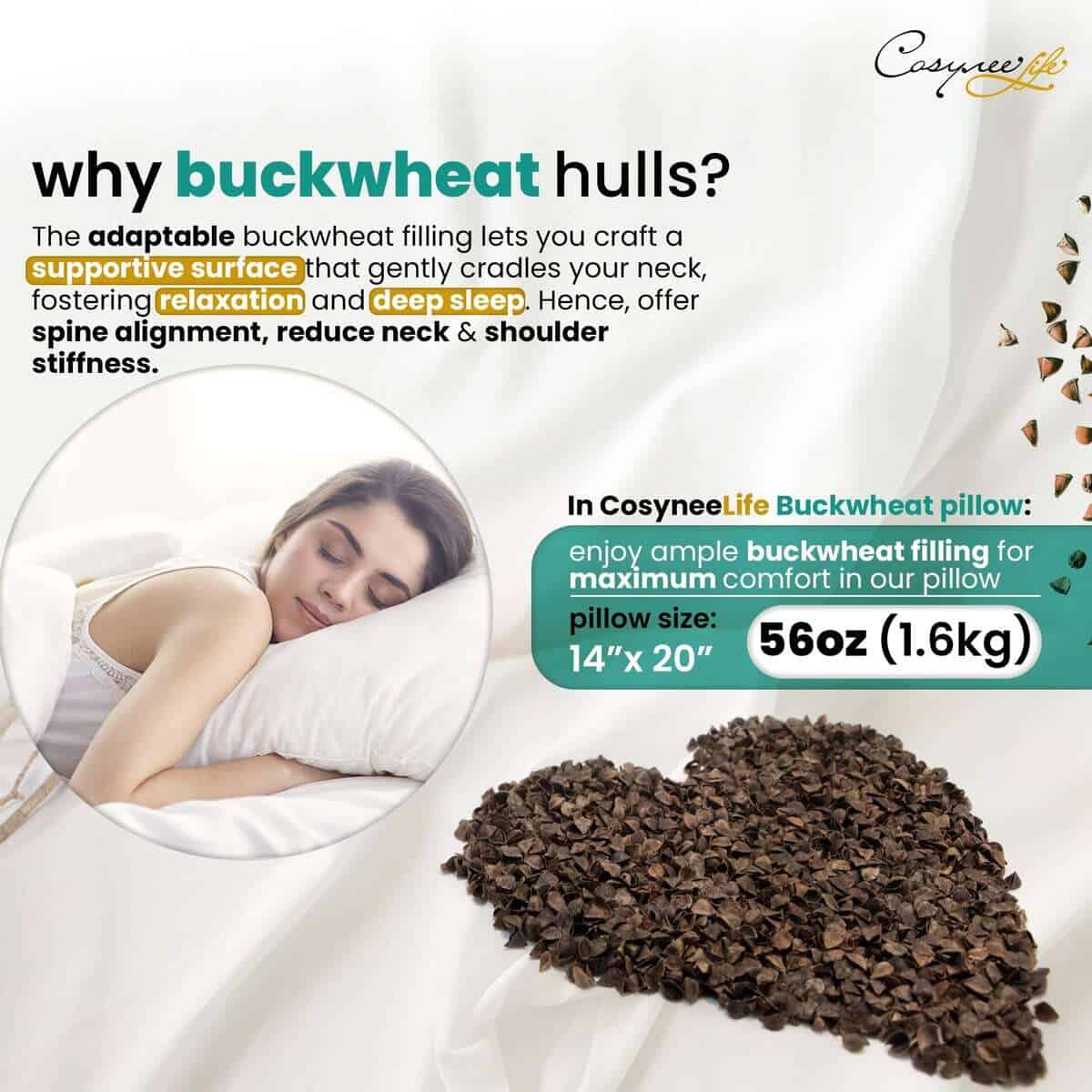 Almohada de Trigo Sarraceno Orgánico de cosynee | Almohada - Imagen 4