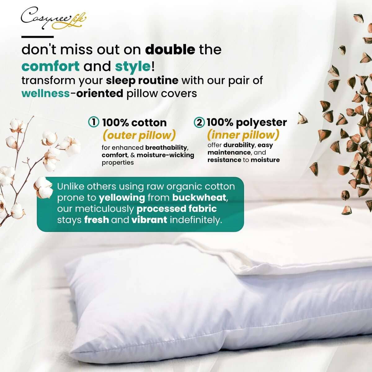 Almohada de Trigo Sarraceno Orgánico de cosynee | Almohada - Imagen 3