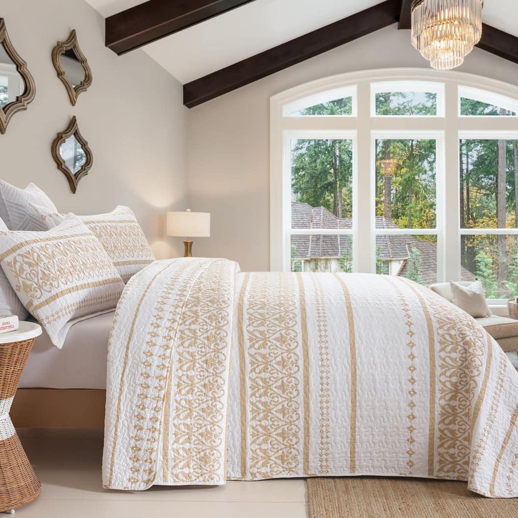 Juego de Edredón Bohemio Reversible de Tamaño Queen, 100%