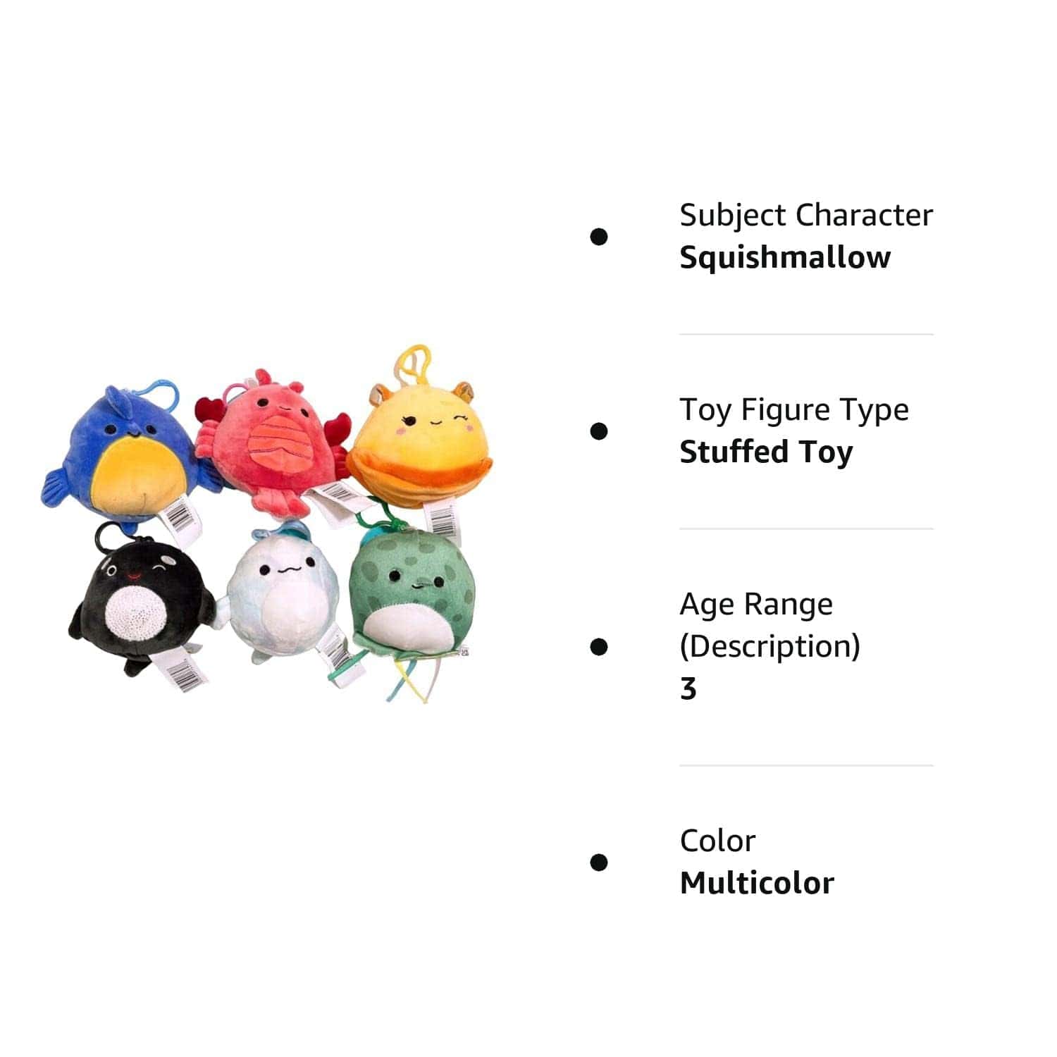 Llavero Mini Peluche Squishmallows Kellytoy 3.5" de la - Imagen 5