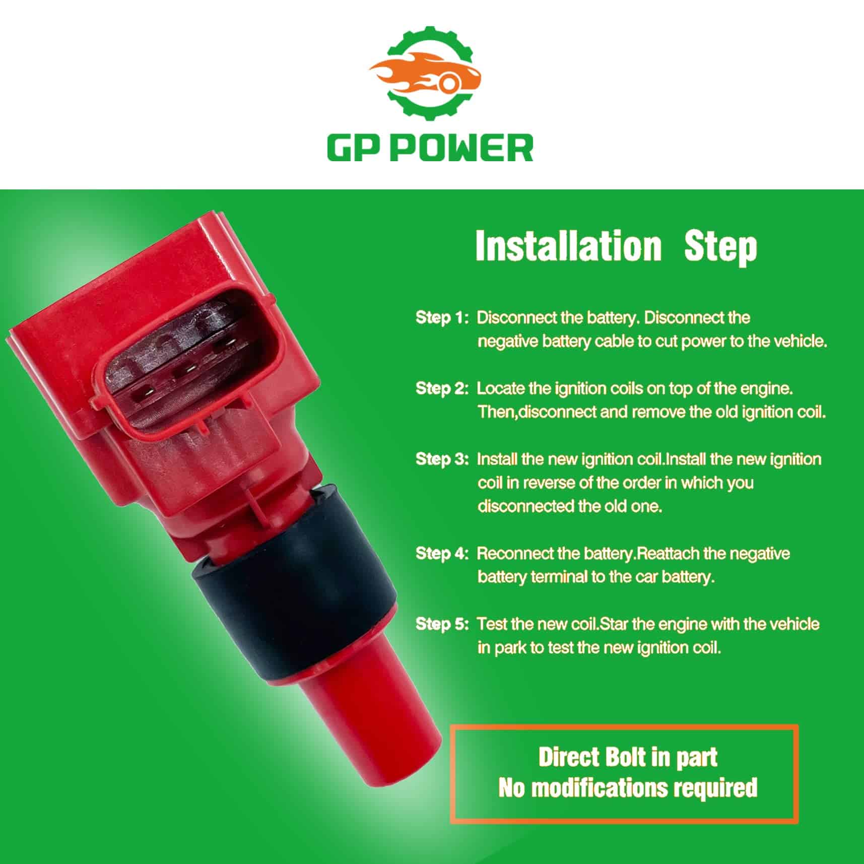 Conjunto de 4 Bobinas de encendido GP POWER N3H118100B - Imagen 8