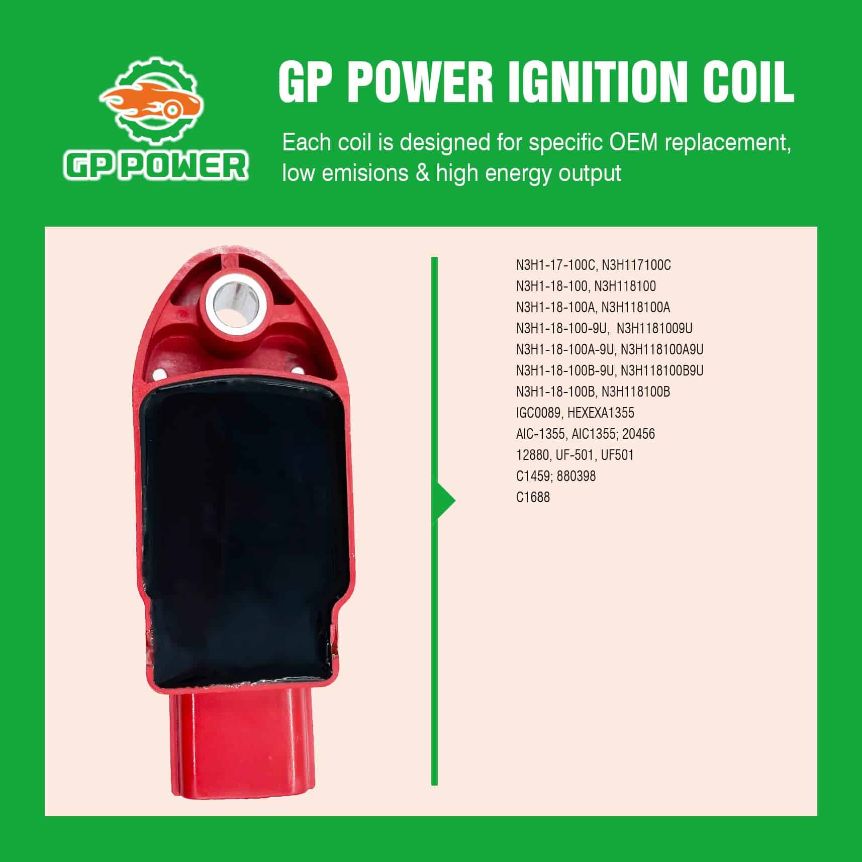 Conjunto de 4 Bobinas de encendido GP POWER N3H118100B - Imagen 6