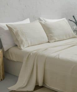 Juego de sábanas de lino francés lavado al -Taupe Claro