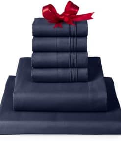 Juego de sábanas California King Mellanni -Azul marino