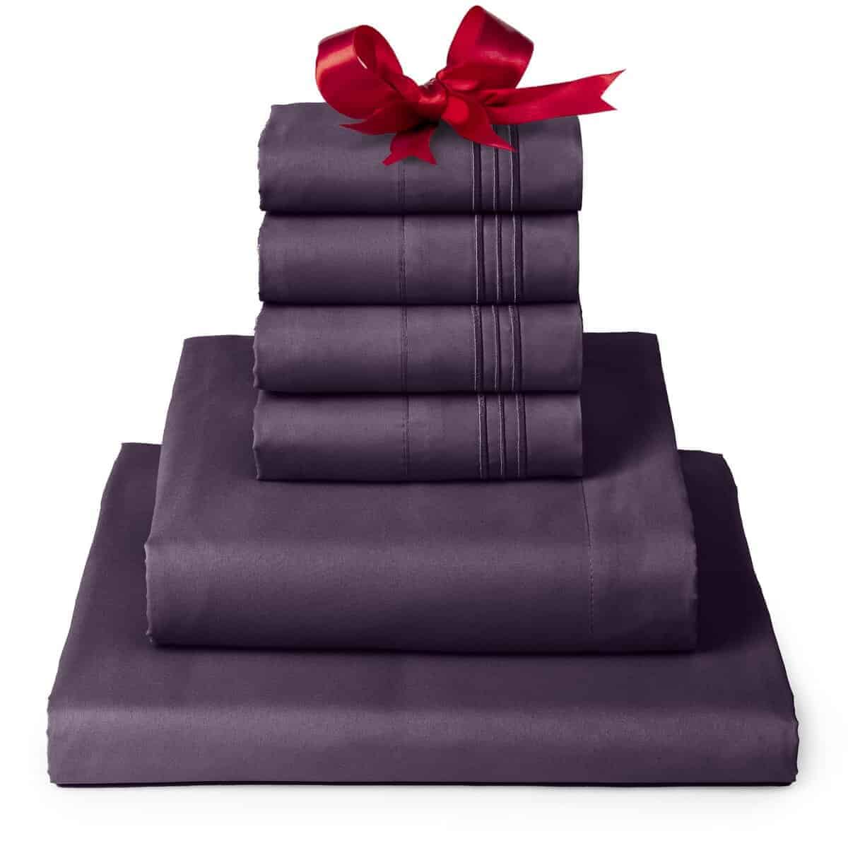 Juego de sábanas Queen Mellanni - Colección -Morado